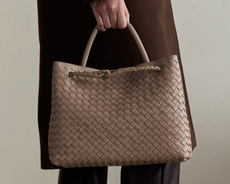 Large Italian Leather Handwoven Satchel