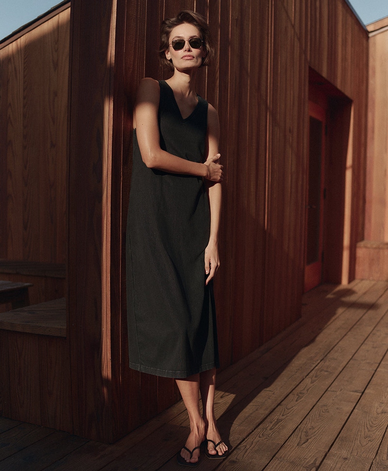 Women's Organic Weekends Tank Dress, Washed Black