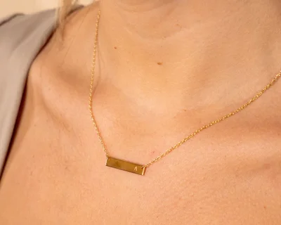 Gold Bar Initial Necklace