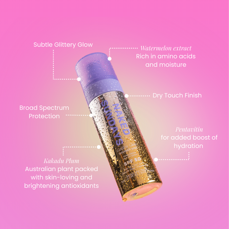 Golden Glow Shimmer Mist Setting Spray SPF50