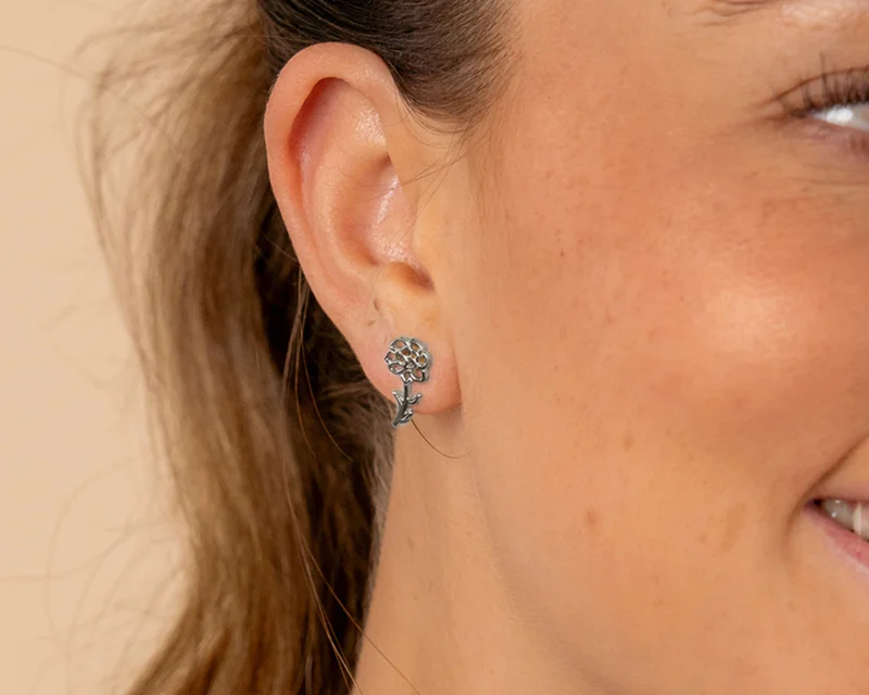 Sterling Silver Birth Flower Studs