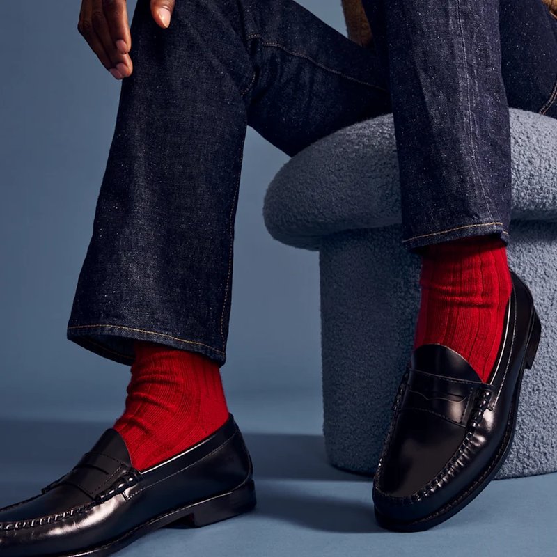 Men's Merino Wool Cashmere Blend Rib Calf Socks