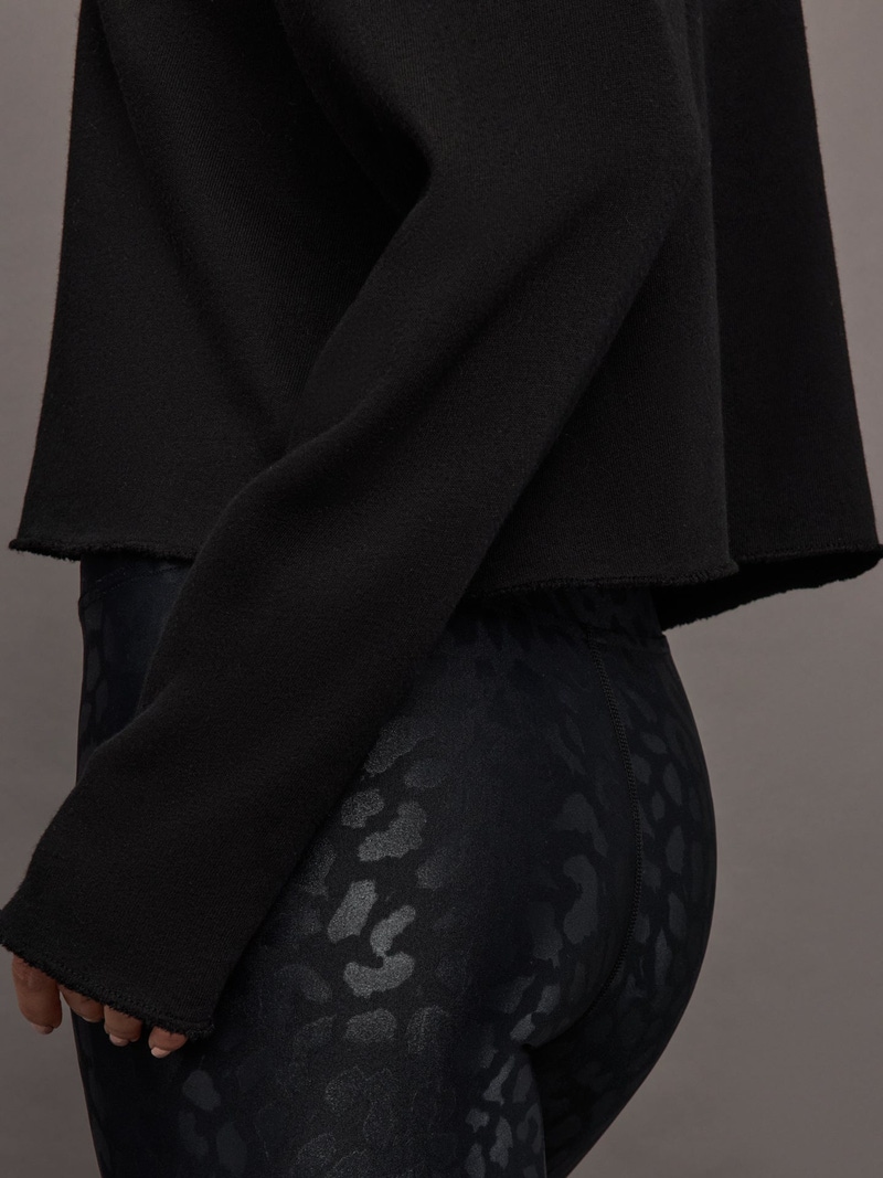 Crew Neck Sweatshirt in French Terry, Black