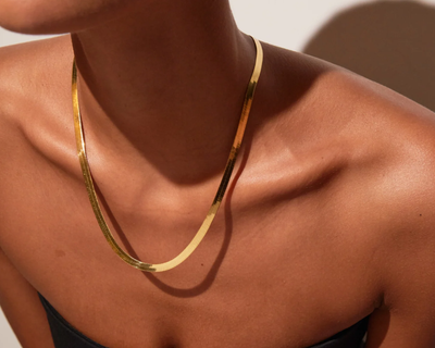 Gold Herringbone Chain Necklace