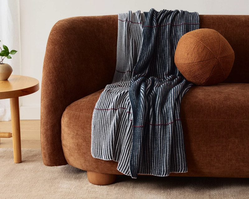 Organic Two-Tone Rib Knit Throw