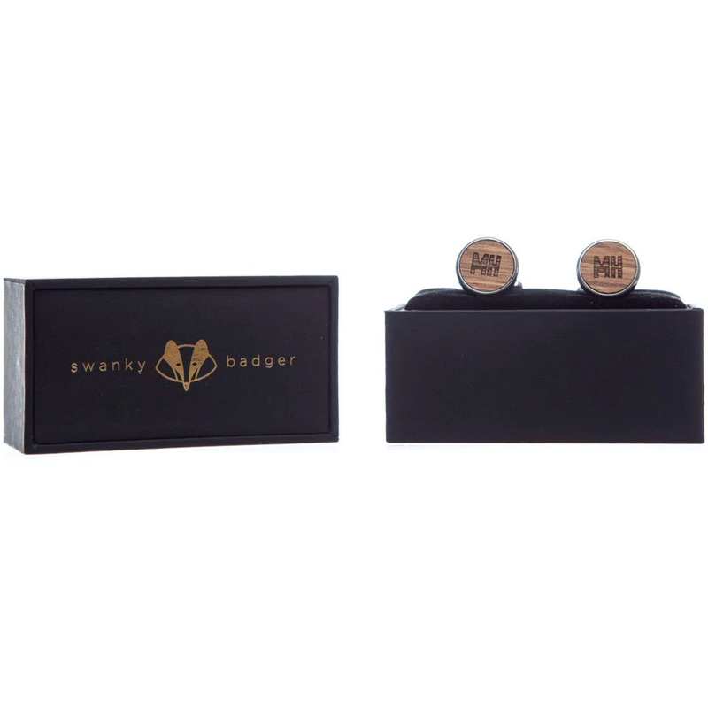 Personalized Zebrawood Cufflink & Tie Bar Set