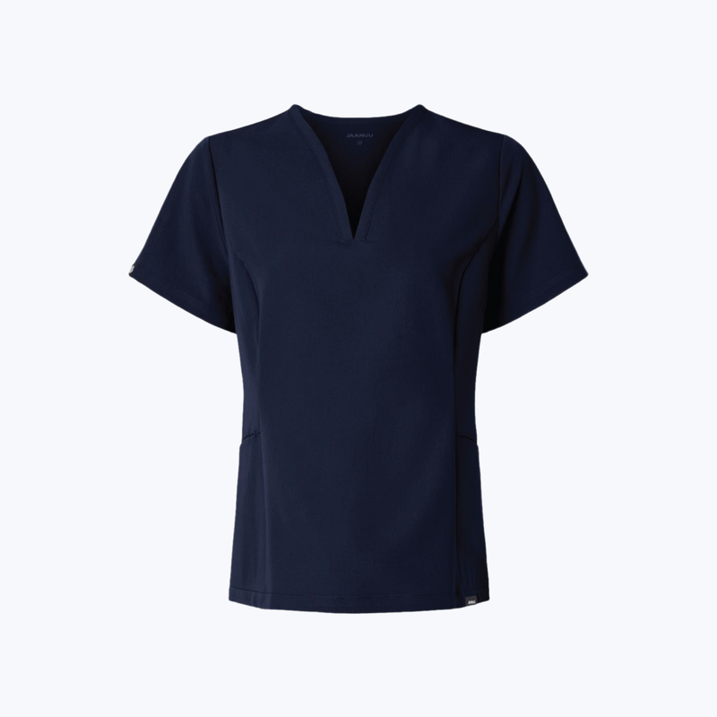 Jaanuu Women's Calix Fit & Flare Scrub V-Neck Top