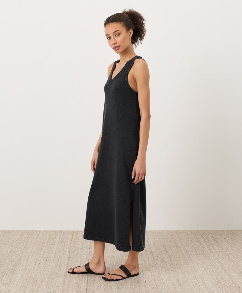 Women's Organic Weekends Tank Dress, Washed Black