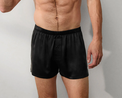 Men's Washable Silk Boxer, Immersed Black