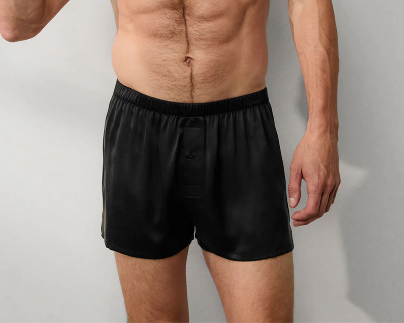 Men's Washable Silk Boxer, Immersed Black