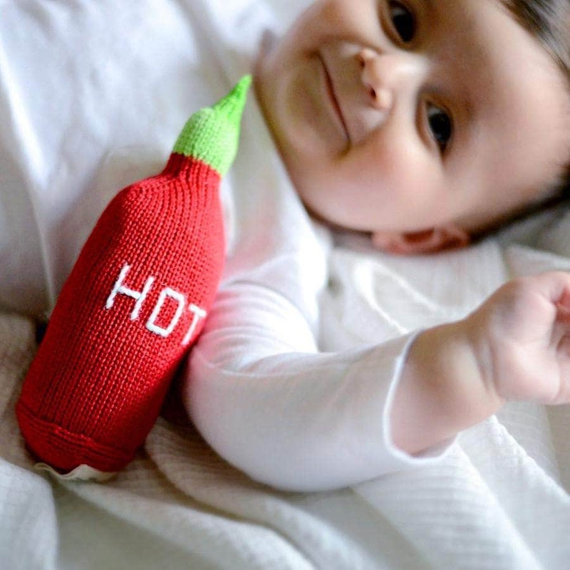 Hot Sauce & Avocado Organic Baby Rattle Gift Set