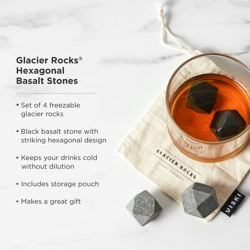 Glacier Rocks Basalt Hexagon Stone, Set of 4