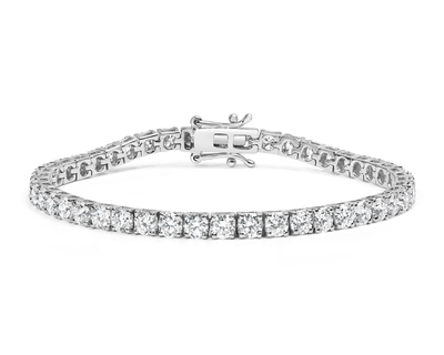 14K White Gold 4-Prong Set Lab Grown Round Diamond Classic Tennis Bracelet