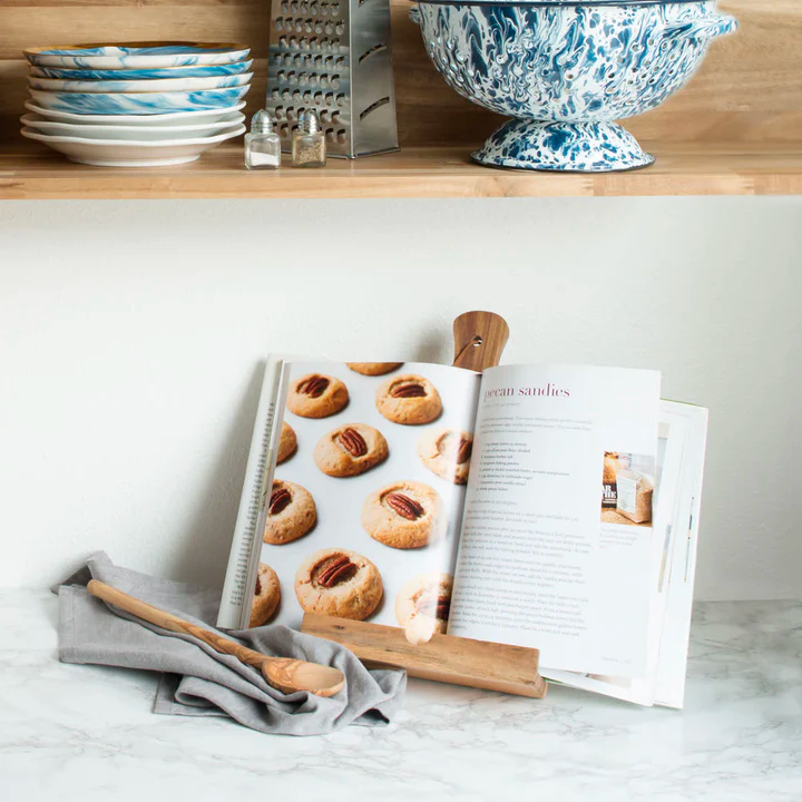 Acacia wood cookbook and tablet stand - wedding gift 2026 - $40