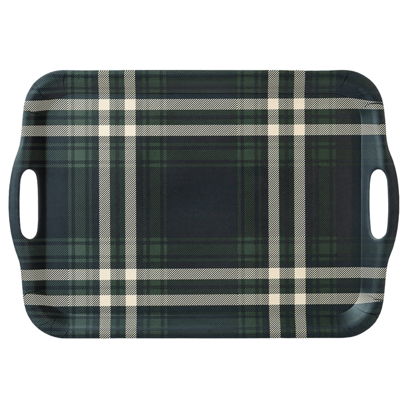Navy Plaid Large Tray