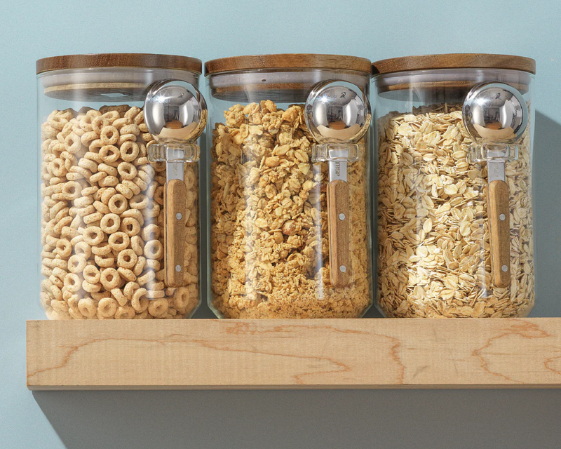 Holden Stackable Glass Storage Canisters With Lids & Scoops, Set Of 3