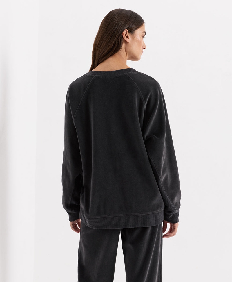 Women's Organic Pure Velour Oversized Sweatshirt, Storm