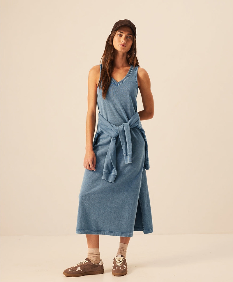 Women's Organic Weekends Tank Dress, Washed Wedgewood Blue