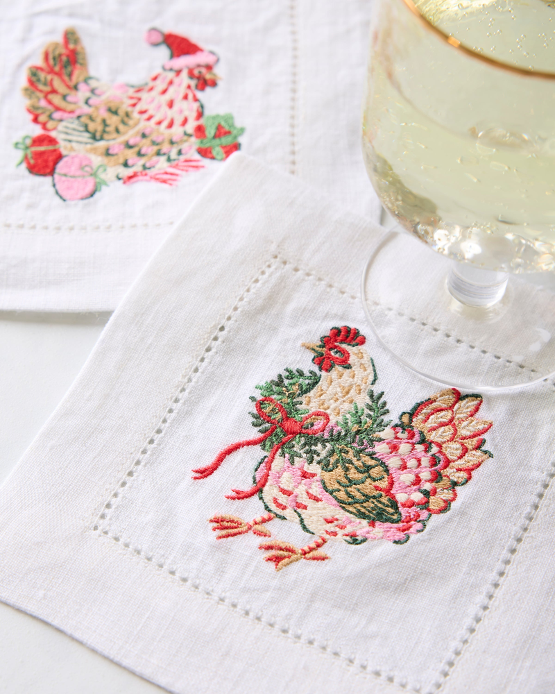Set of 4 Linen Cocktail Napkins