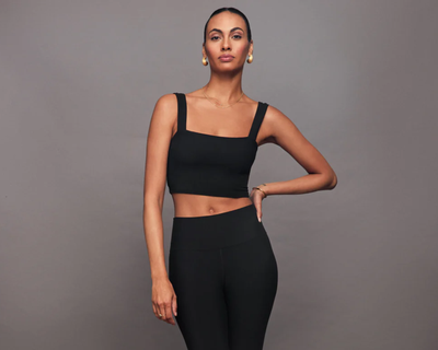 Square Neck Bra Top in Melt, Black