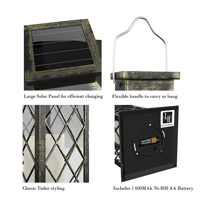 Solar LED Pillar Candle Lantern with Hanger
