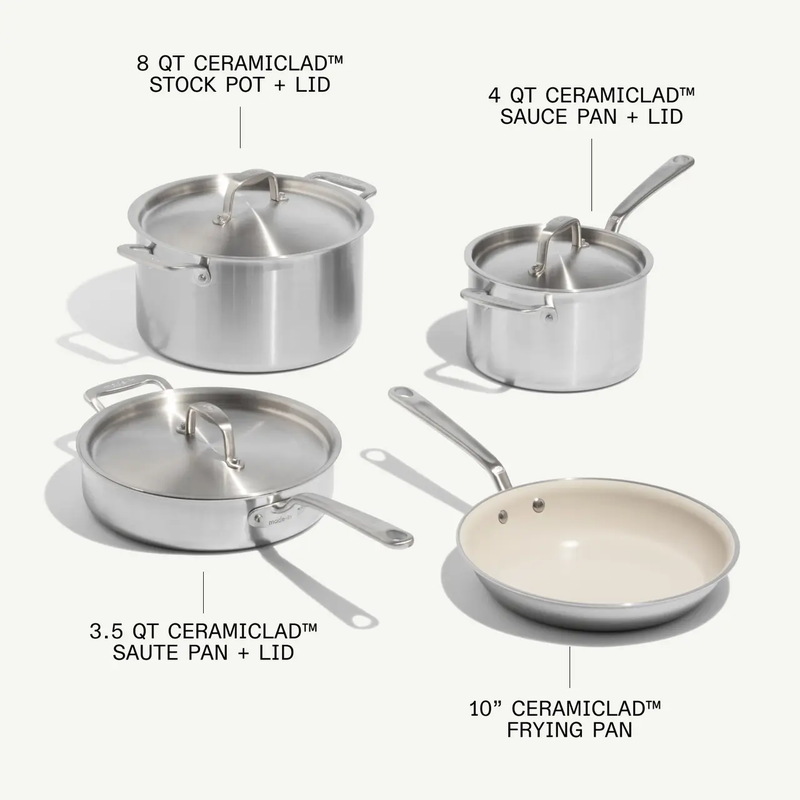 CeramiClad™ 7-Piece Non Stick Cookware Set with Antique Brass Handles