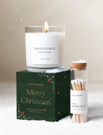 Holiday Scented Candle with Matches Gift Set