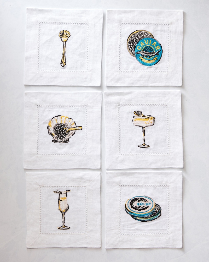 Set of 6 Linen Cocktail Napkins