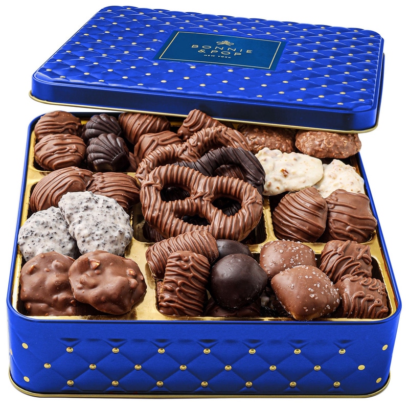 Gourmet Holiday Tin with Assorted Chocolates & Caramels