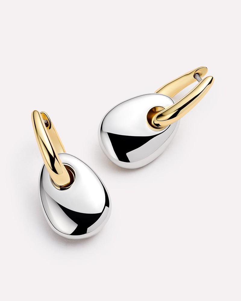 Kayla Two Tone Gold Drop Earrings