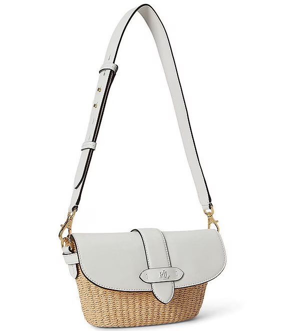 Straw-Leather Small Lynden Shoulder Bag