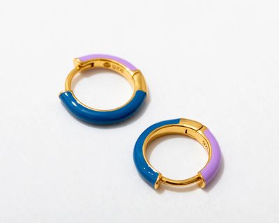 Two Tone Enamel Huggie Hoops