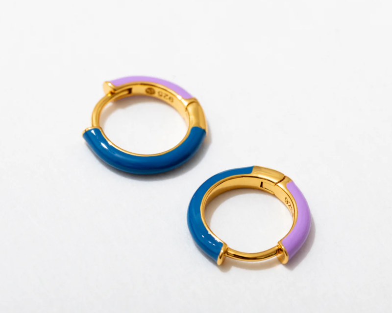 Two Tone Enamel Huggie Hoops