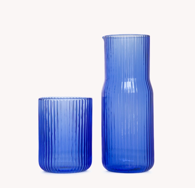 Stackable Ribbed Carafe and Glass Set