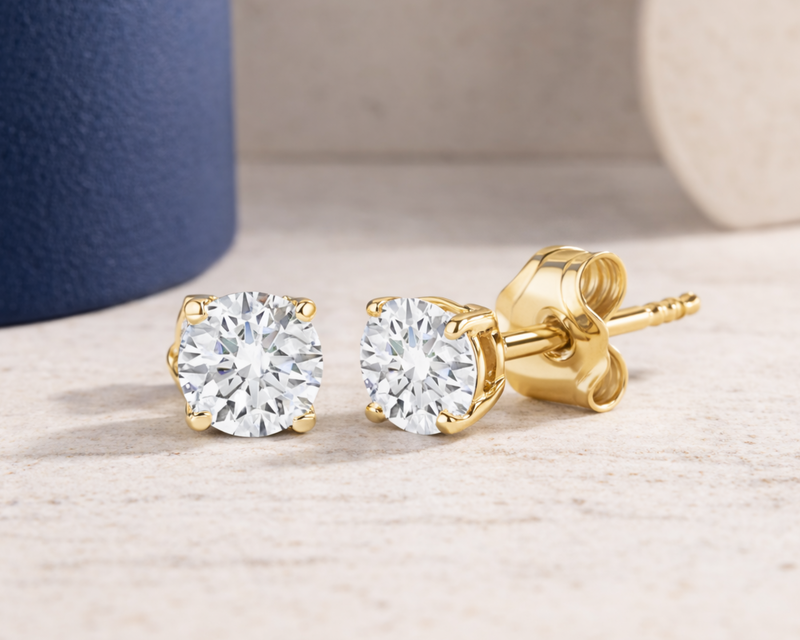 14K Gold 1/2 Cttw Lab Grown Diamond Solitaire Stud Earrings