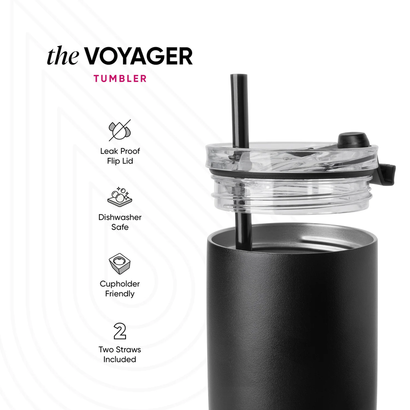 Collegiate Voyager Tumbler with Clear Flip Lid & Straw, 16oz