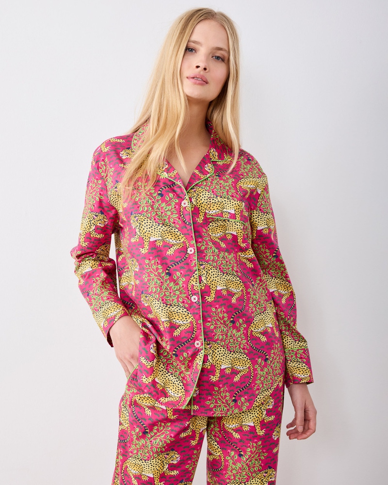 Long PJ Set in Bagheera, Hot Pink
