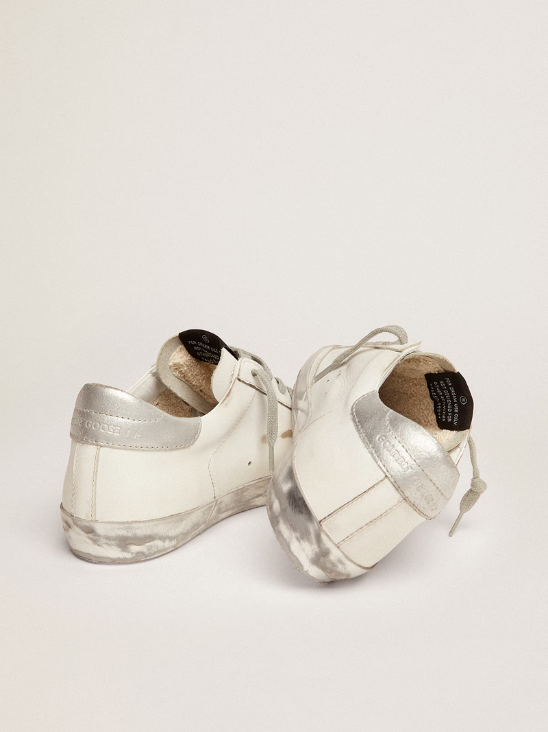 Women's Super-Star Sneakers with Silver Sparkle Foxing and Metal Stud Lettering