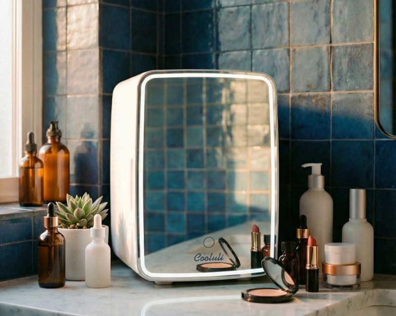 4L Skincare Mini Fridge with Mirror & LED Light