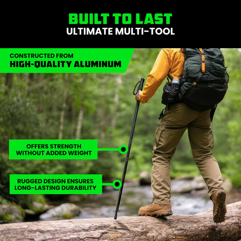 Tactical Hiking Stick with Integrated Survival Kit