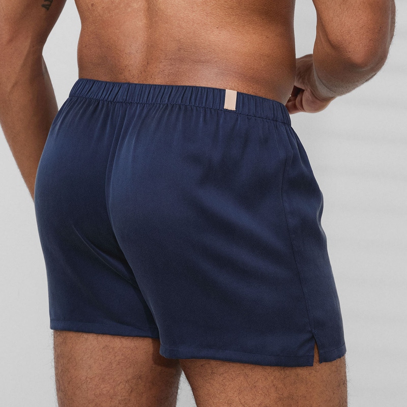 Men's Washable Silk Boxer, Deep Blue