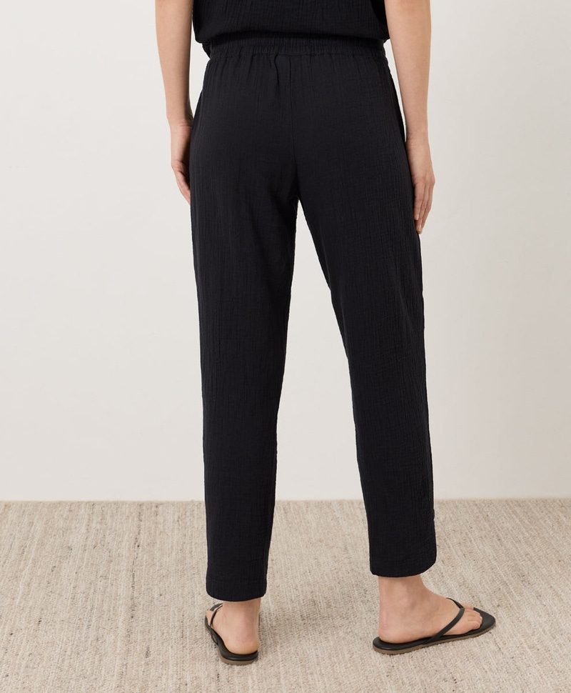 Women's Organic Coastal Double Gauze Tapered Pull-On Pant, Black