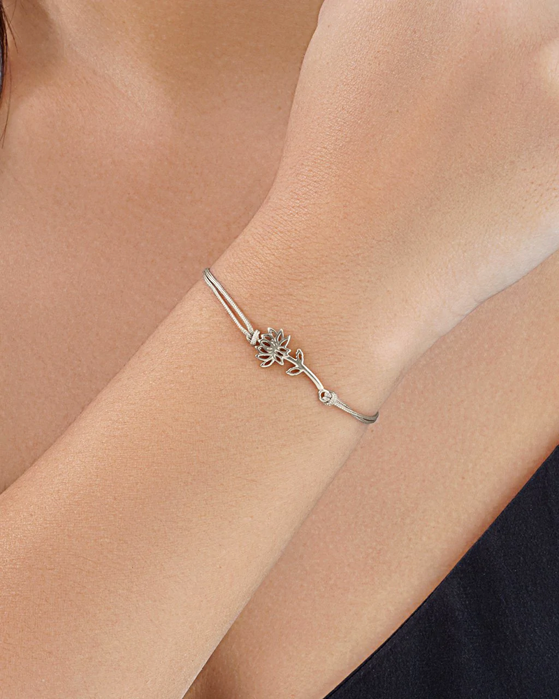 Sterling Silver Birth Flower Bracelet