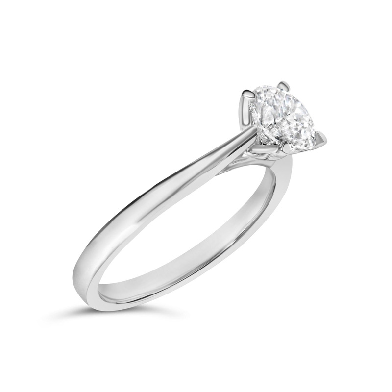 14K White Gold 1.0 Cttw Round Lab Grown Diamond Eagle 4-Prong Set Solitaire Engagement Ring