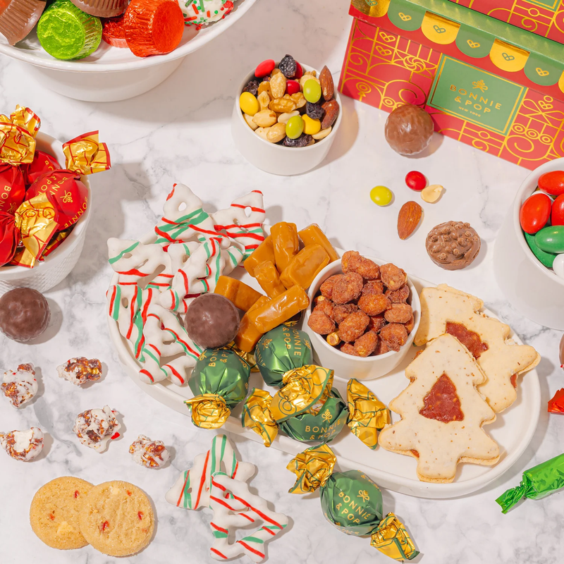 Three-Tier Tower of Holiday Chocolates, Caramels & Treats
