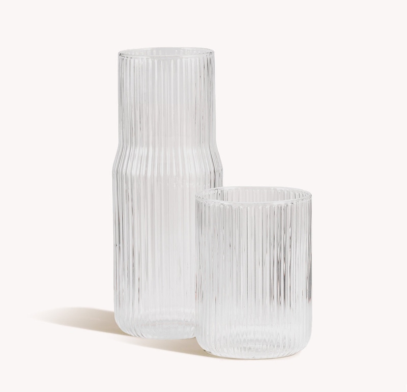 Stackable Ribbed Carafe and Glass Set