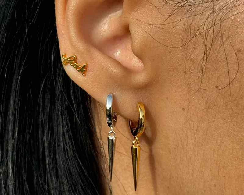 Spike Drop Huggie Hoops
