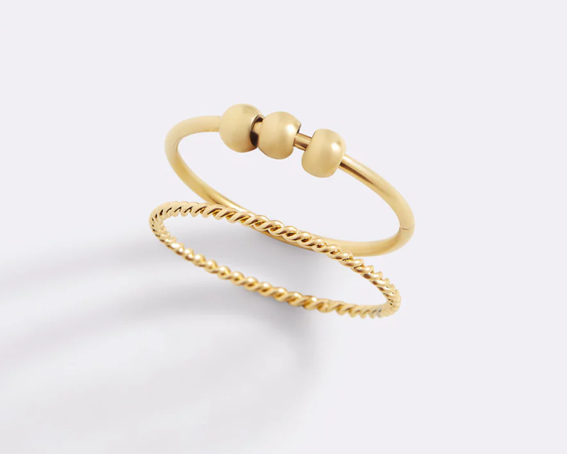 Dainty Stackable Beaded Fidget Ring Set