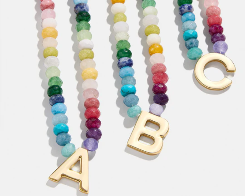 Semi-Precious Block Initial Necklace