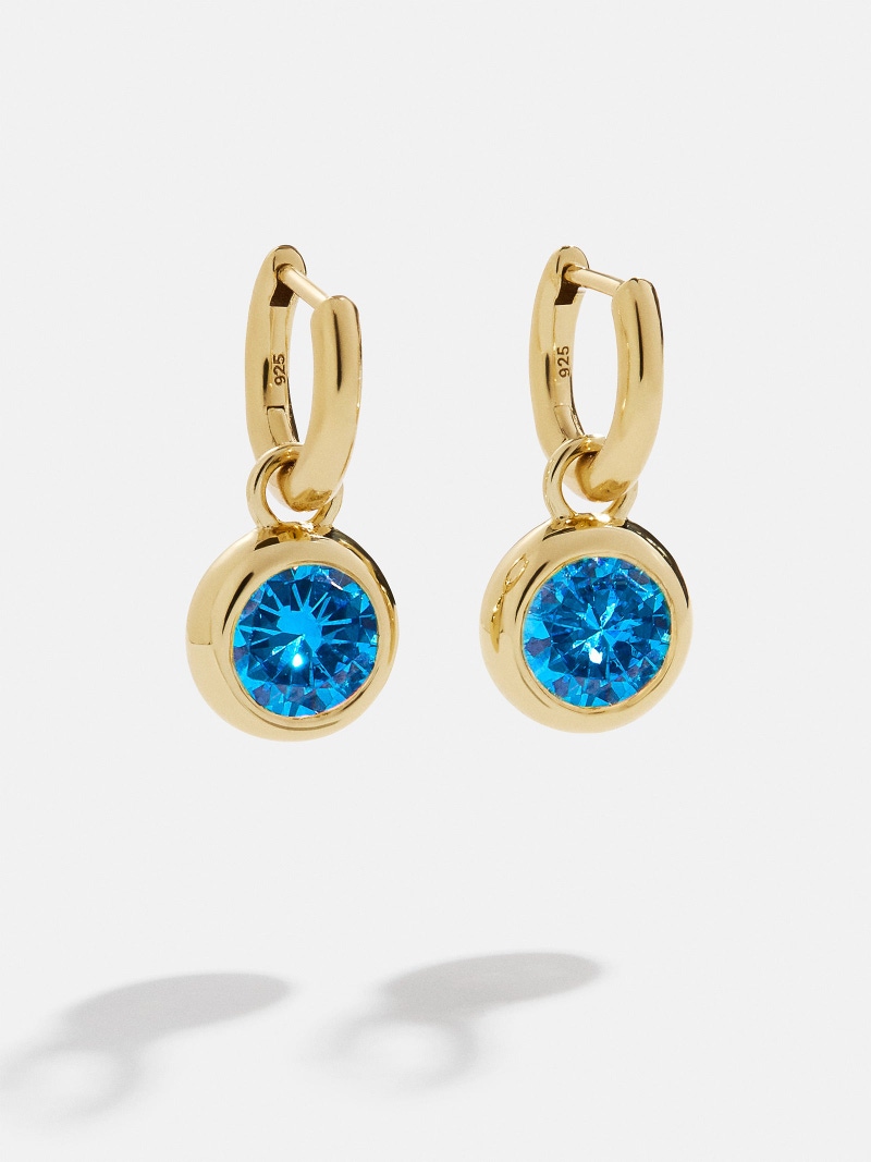 18K Gold Birthstone Drop Earrings